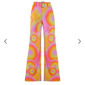 Elise and Fred Albufeira Bootcut Jeans With Y2K Belt In Orange Swirl